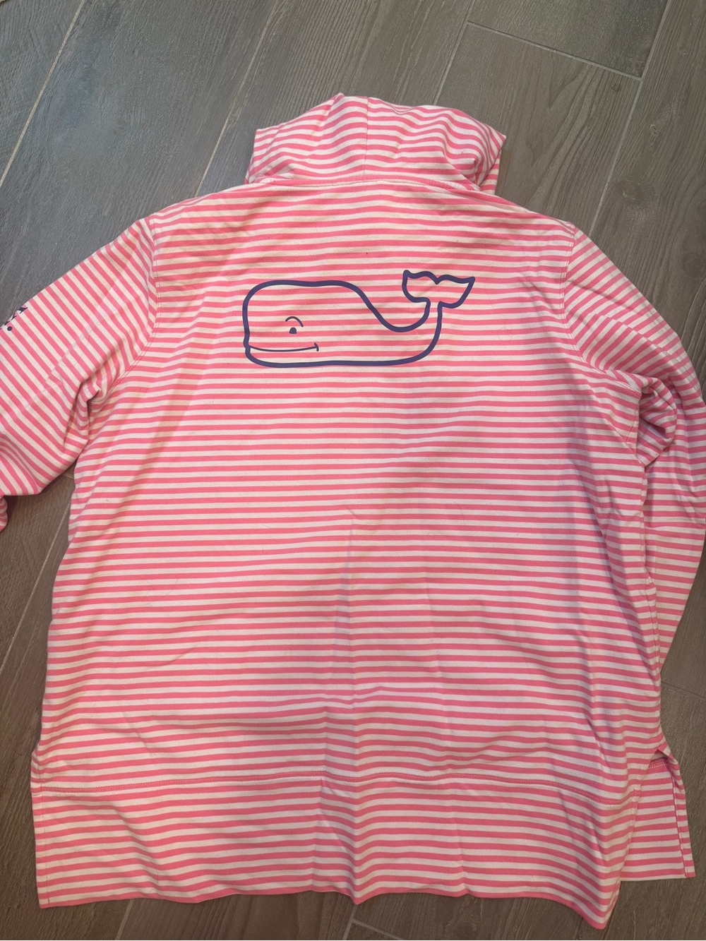 Vineyard Vines Pink and White Striped Hoodie with Whale Logo